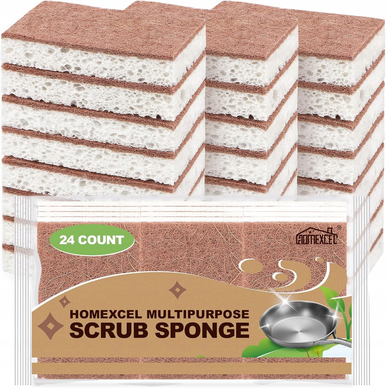 Homexcel houbičky biologicky rozložitelné sisal celulóza čištění nádobí 24 kusů
