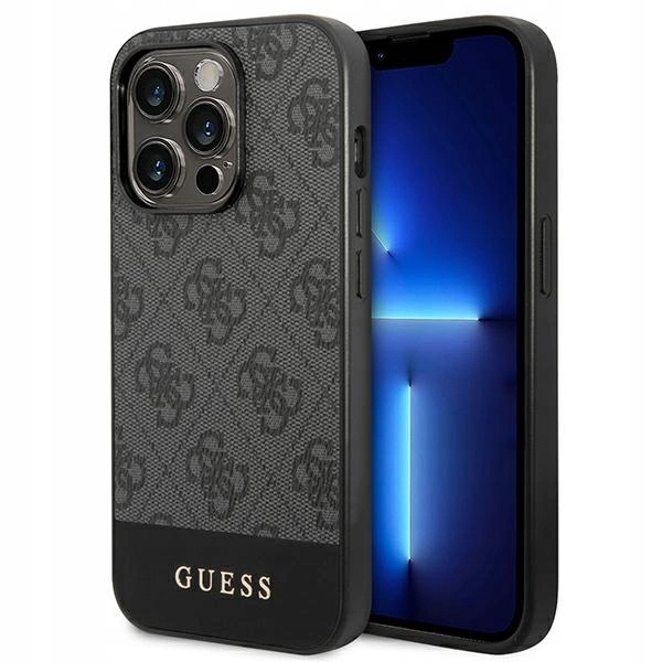 Guess 4G Stripe Pouzdro pro iPhone 14 Pro Max – šedý