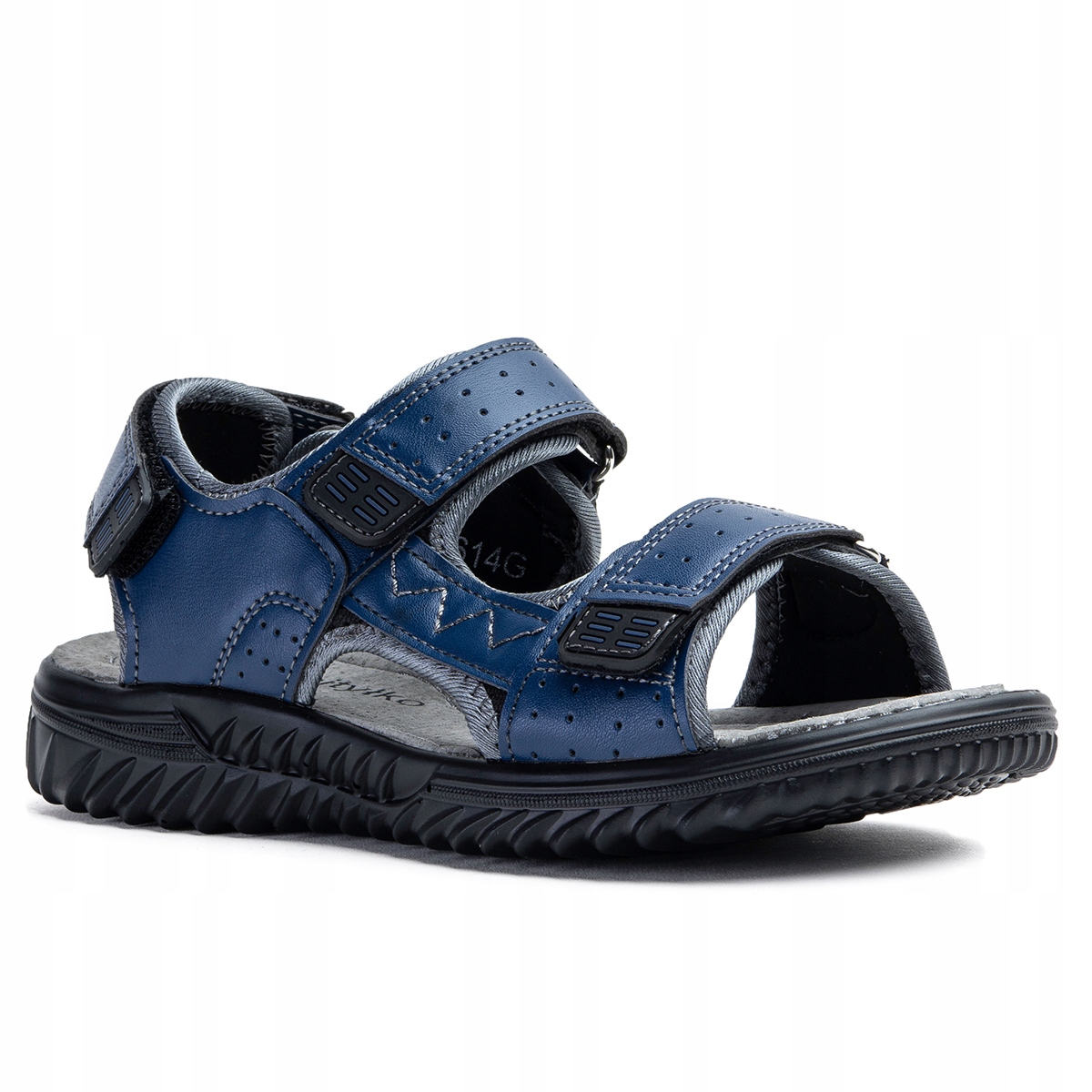 Sportovní sandály z námořnická modrá kůže, Prodyšné, pohodlné Suché Zipy Wojtyłko 39