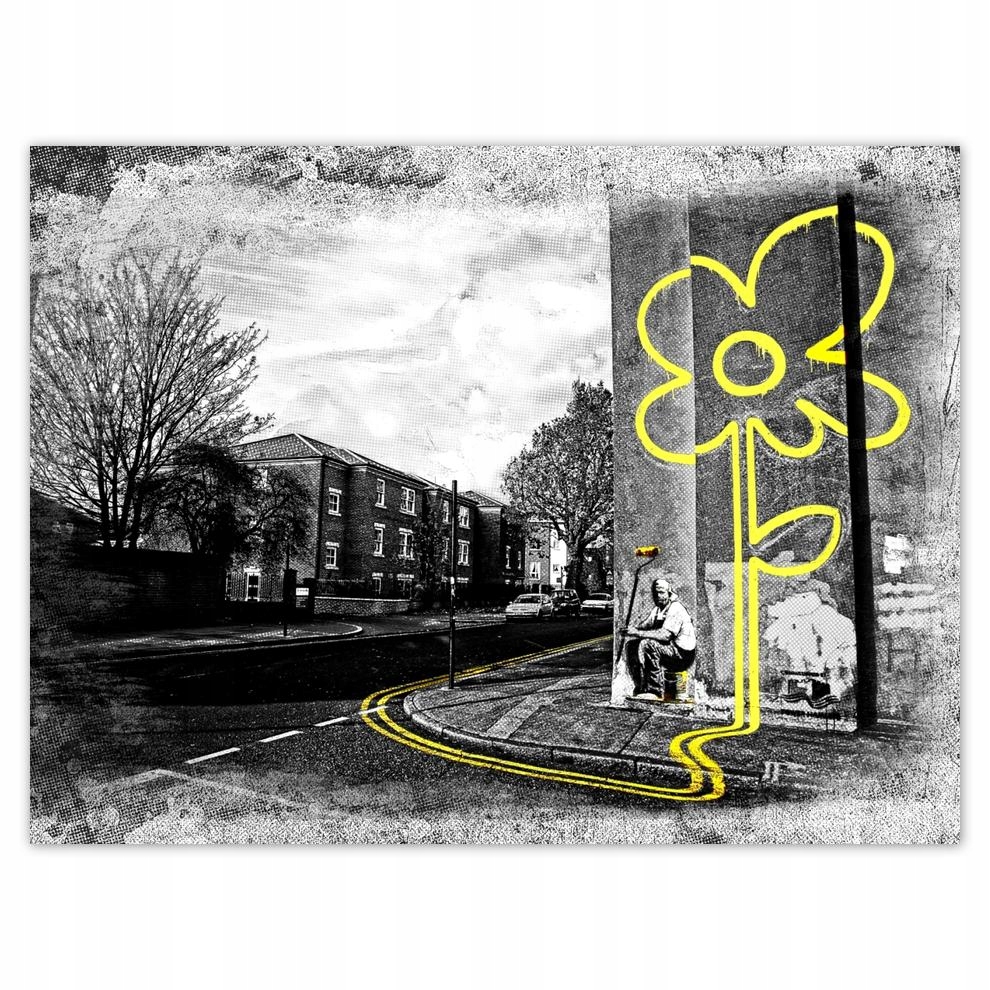 

Plakat 40x30 Banksy żółty kwiatek