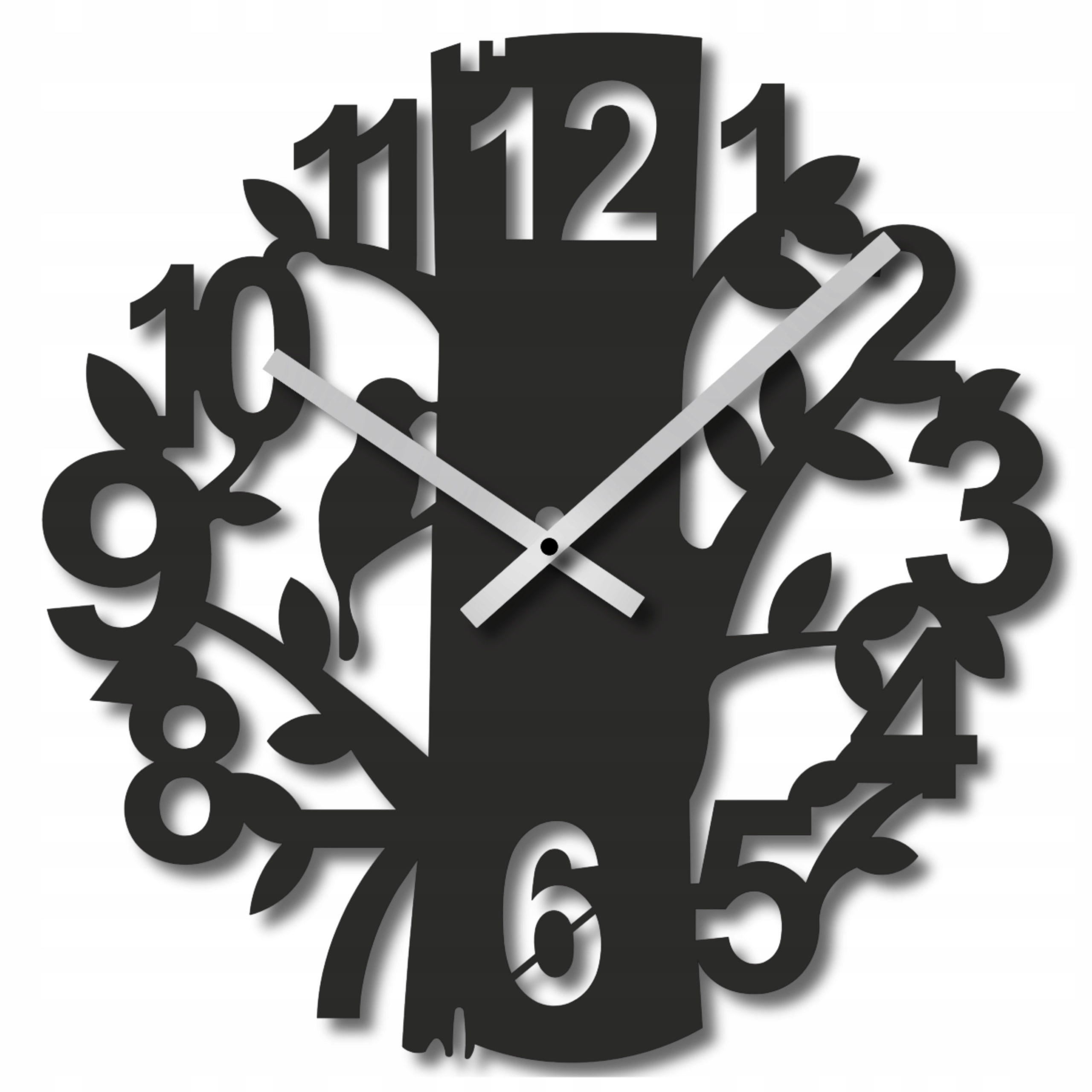 Hodiny Do Obývacího Pokoje 60 cm Dekorace Do Kuchyně Obraz Ažurový Strom Ptáci 3D