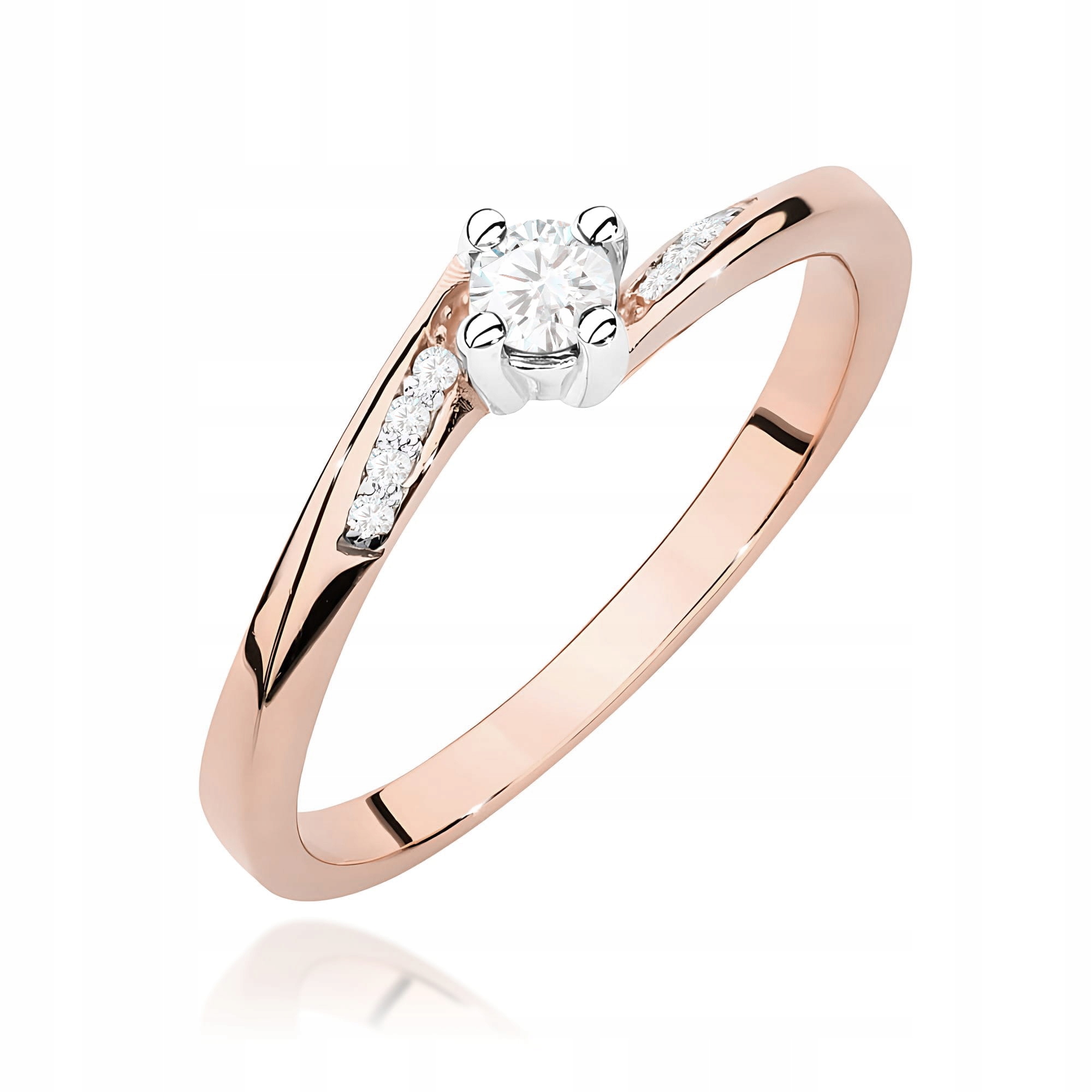 Prstýnek z růžového zlata 585 s 0,19 ct zásnubními diamanty jako dárek