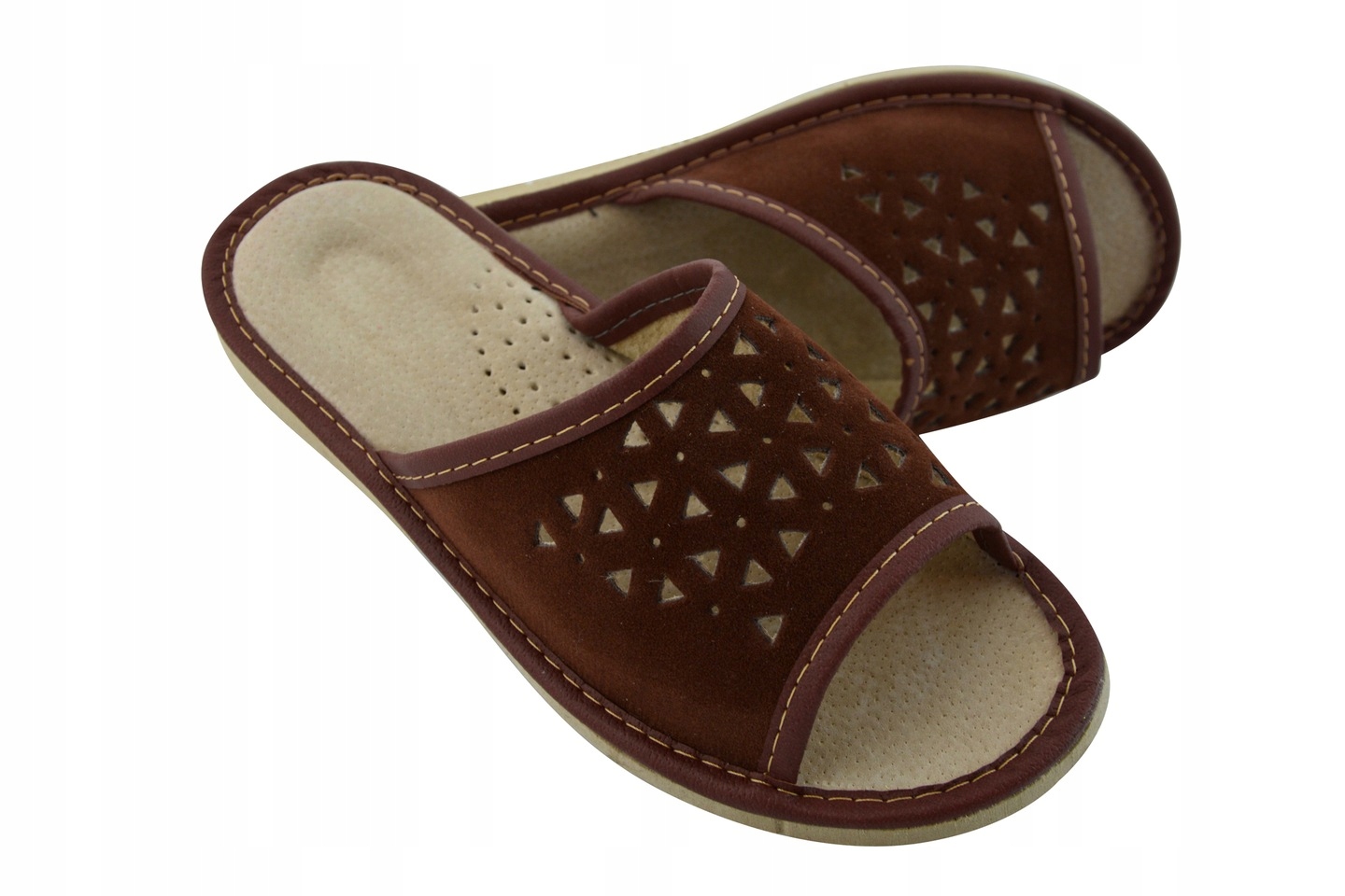 KLAPKI PANTOFLE KAPCIE DAMSKIE SKÓRZANE GÓRALSKIE Marka Halskór-Natural