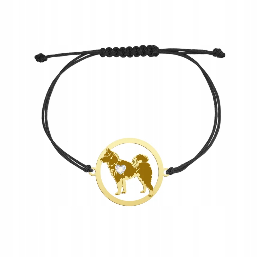 Zlatý náramek s Karlským psem na medvědy 925 Šňůrka Gravírování