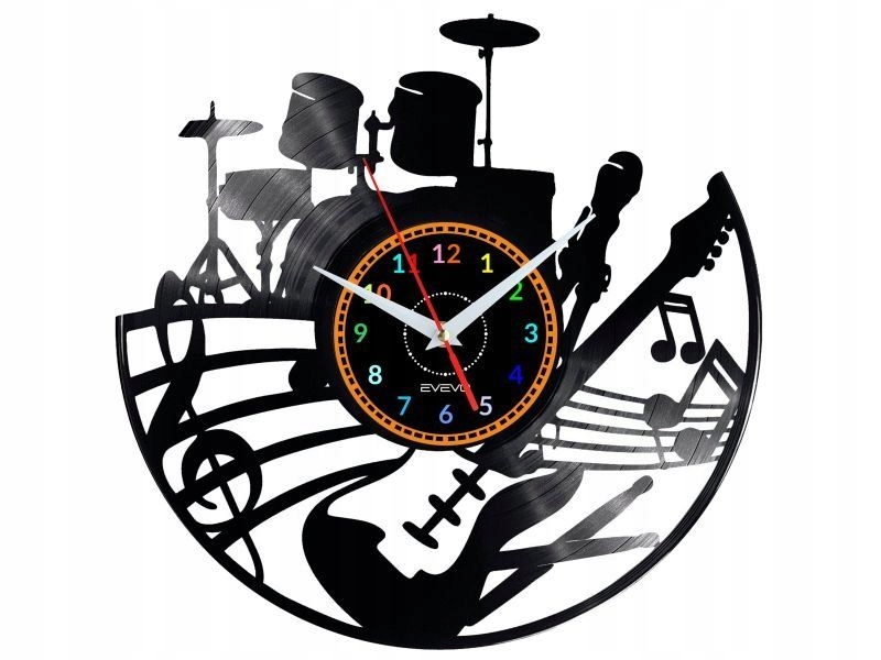 Bicí Kytara Hudba Nástěnné Hodiny Vinylová Deska Dárek Památka K Narozeninám