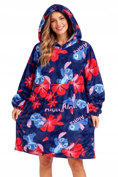 Dámská Mikinová Deka Stitch Aloha Deka S Rukávy, Mikinový Župan Lilo A Stitch