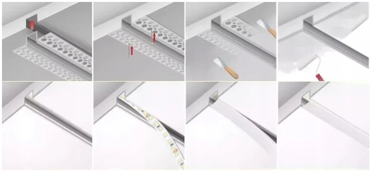 Profil LED aluminiowy do płyt GK gipsowych wpuszczany 2m regips Kod producenta Profil LED aluminiowy do szpachlowania 7728