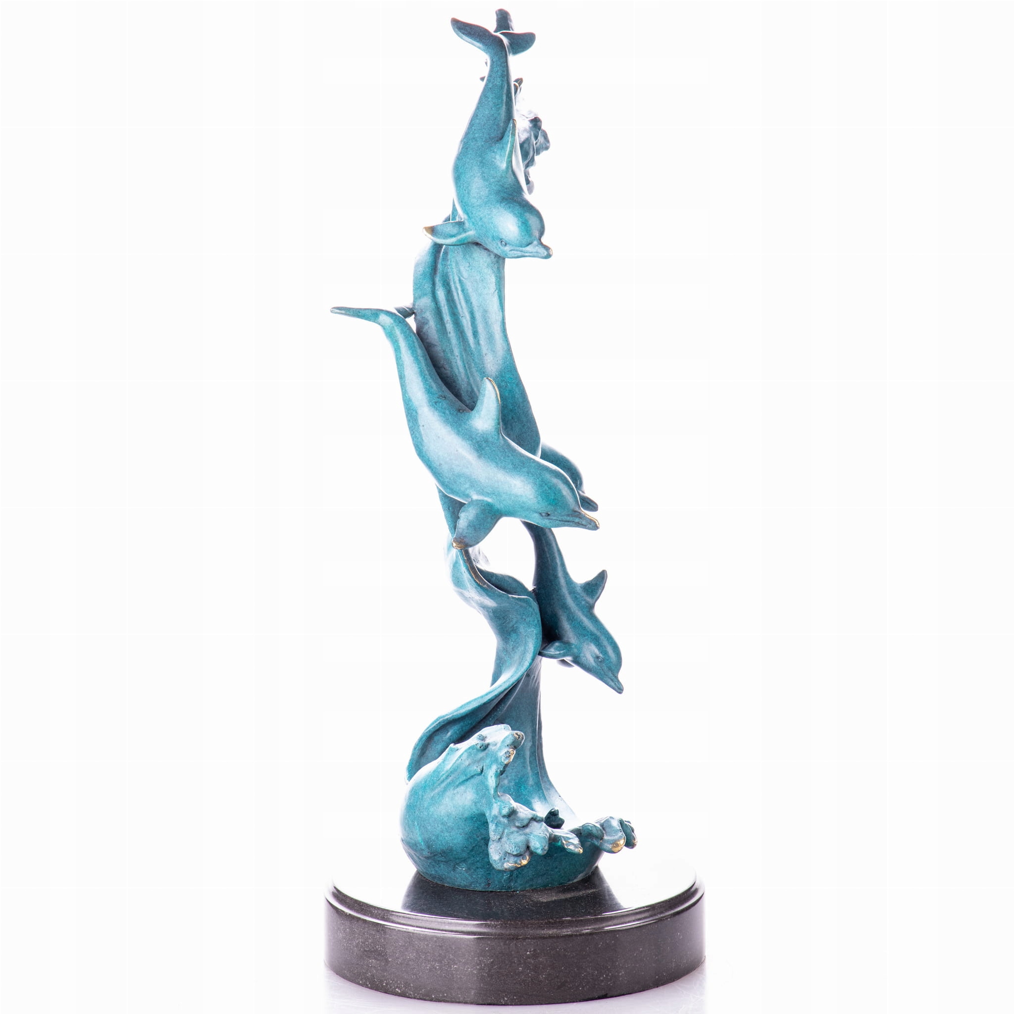 Delfiny z Brązu w Patynowanym Niebieskim Stan opakowania oryginalne