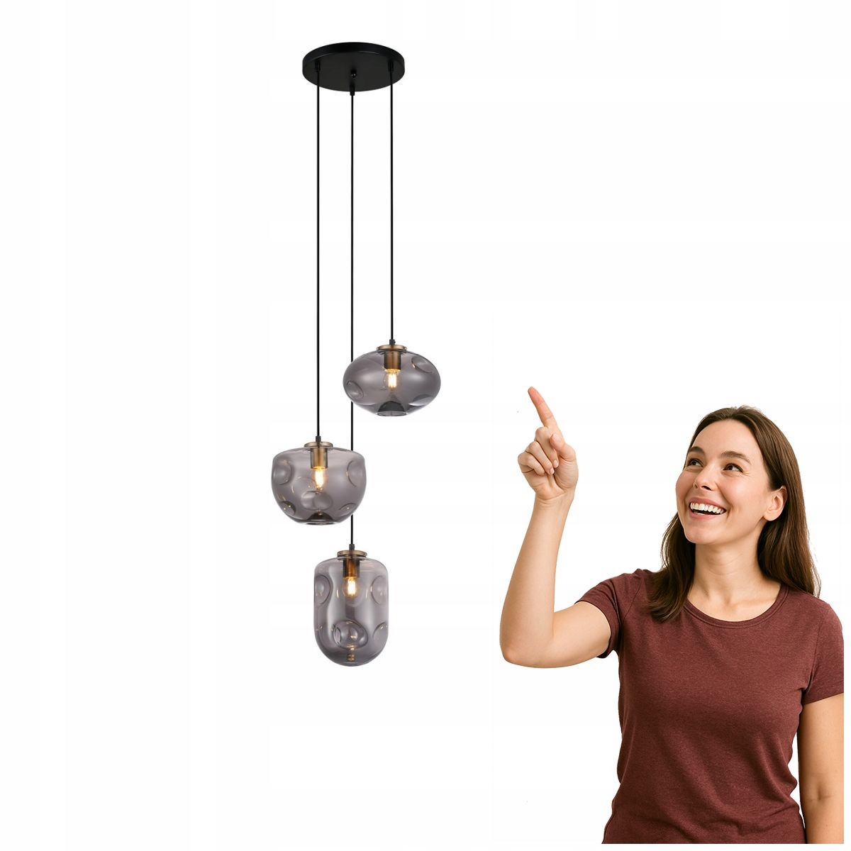 Moderná závesná lampa Hatella, čierny medený dizajn, Italux