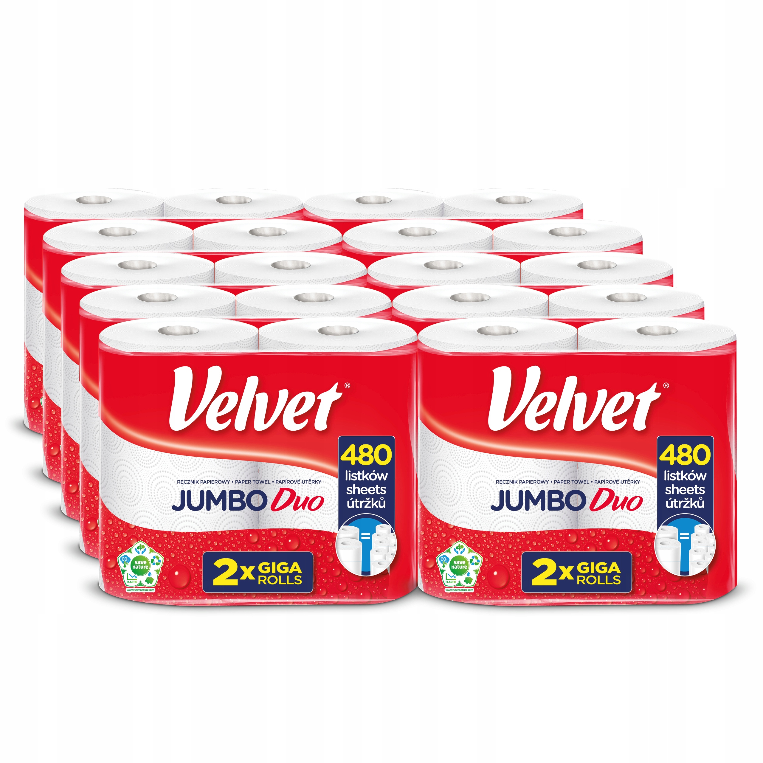 Velvet ręczniki papierowe Jumbo Duo 10x2 rolki 2 warstwowy 240 listków