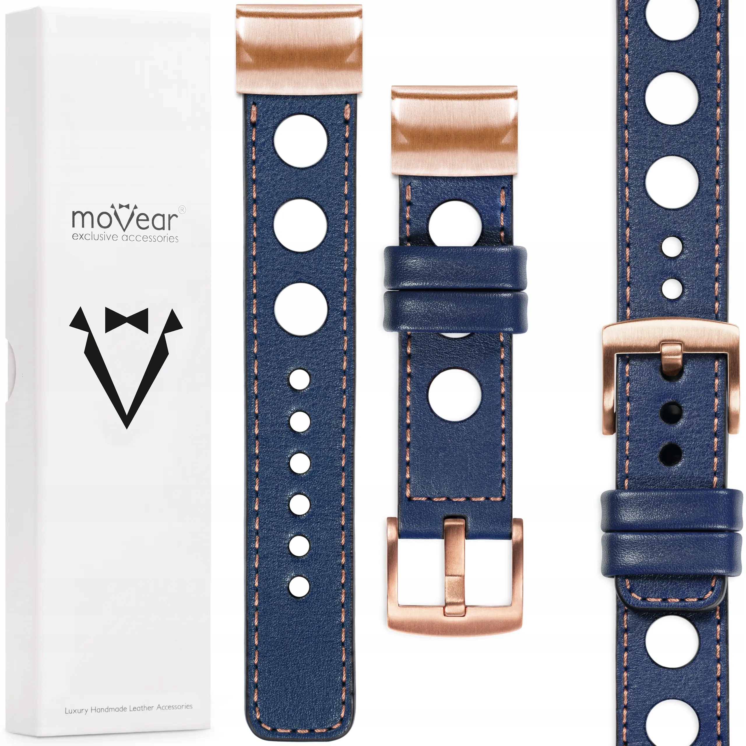 Kožený řemínek pro Garmin Fenix 8s 7s 6s 5s QuickFit 20 mm, ruční výroba Movear