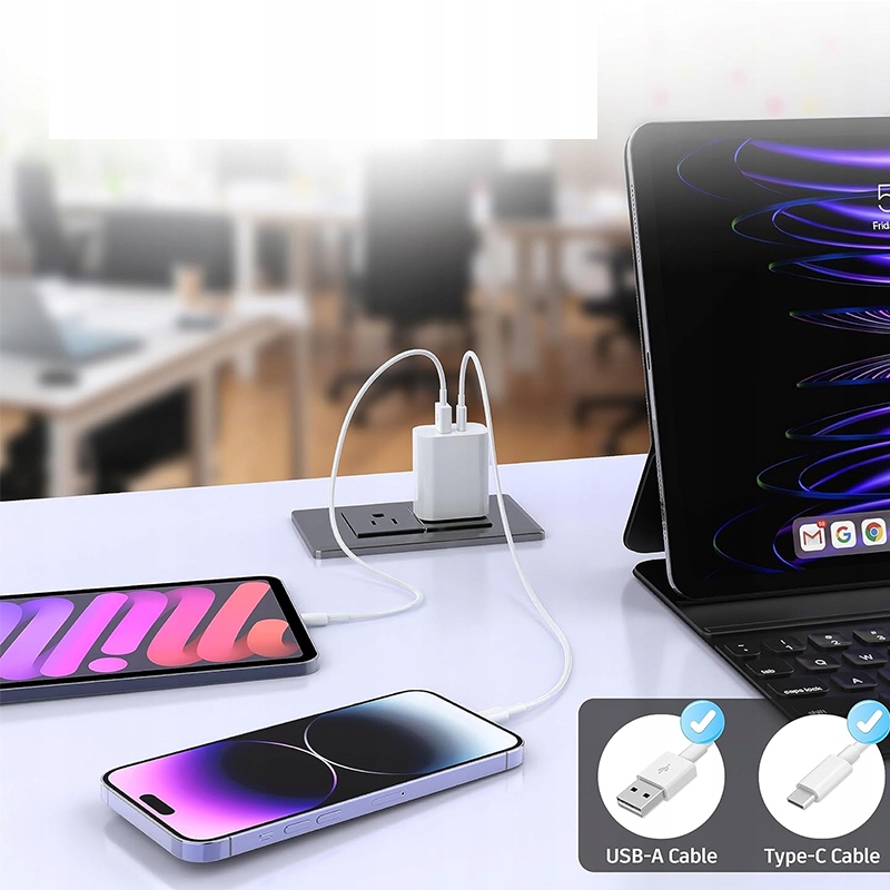 ŁADOWARKA SIECIOWA SZYBKA USB-A USB QC 3.0 65W USB-C PD TYP C DO TELEFONU Stan opakowania oryginalne