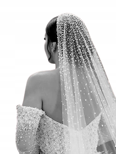 Shein Bílý Dvouvrstvý Svatební Závoj S Perlami 1JB