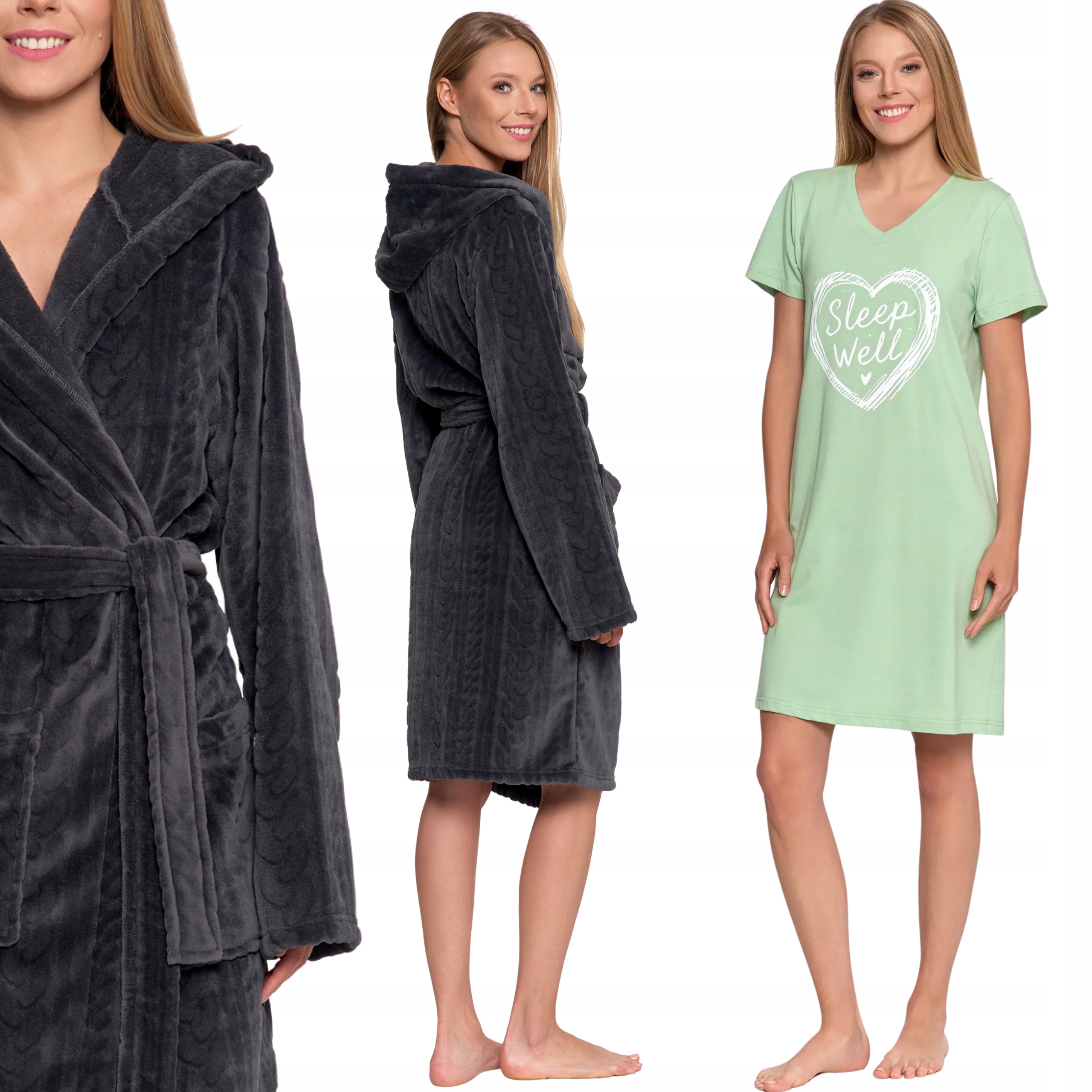 Dámský župan s kapucí a kapsami a Noční košile Dárek Moraj L