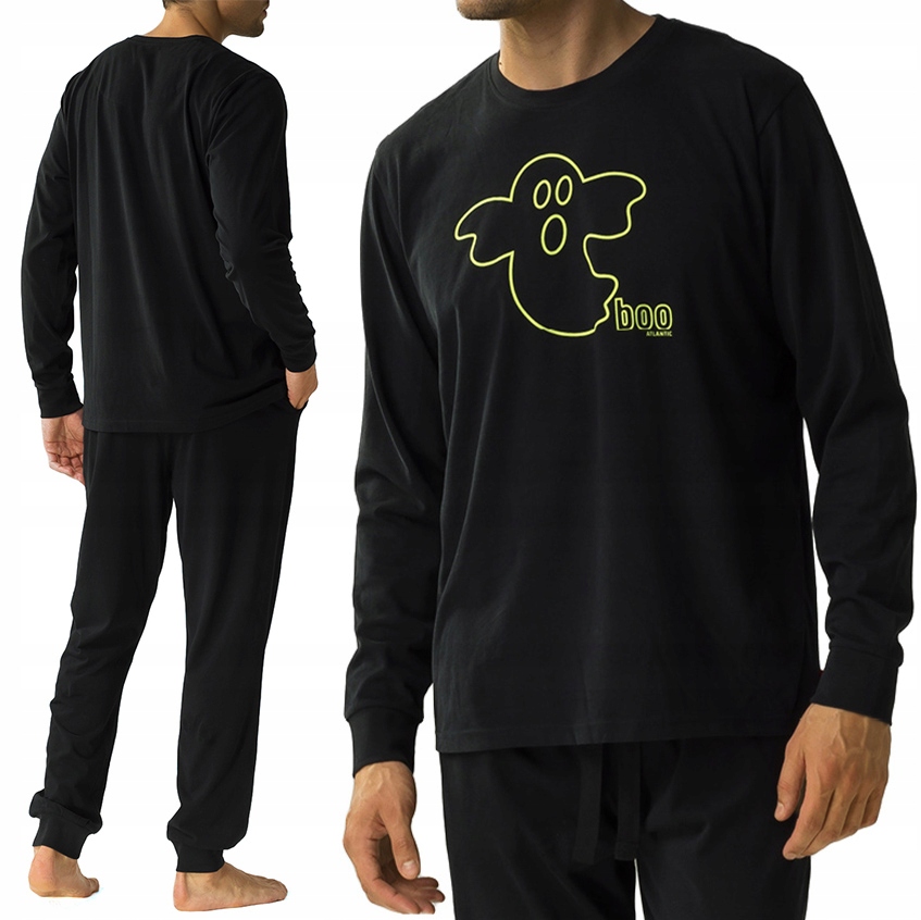 Atlantic NMP-378 pánské volné pyžamo s dlouhým rukávem Svítící Potisk XXL