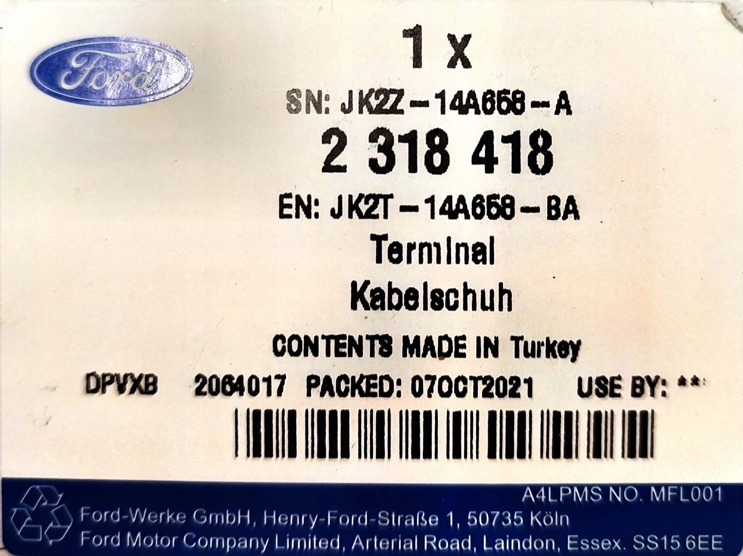 STYK DRZWI TYŁ PRZESUWNYCH FORD TRANSIT Mk7 Mk8 Producent części Ford OE