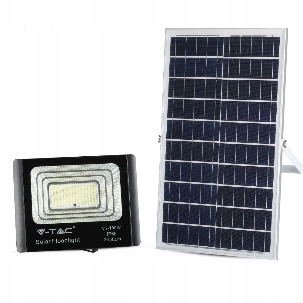 V-tac Solárny Led reflektor 35W čierny IP65 diaľkový ovládač časovač VT-100W 6000K