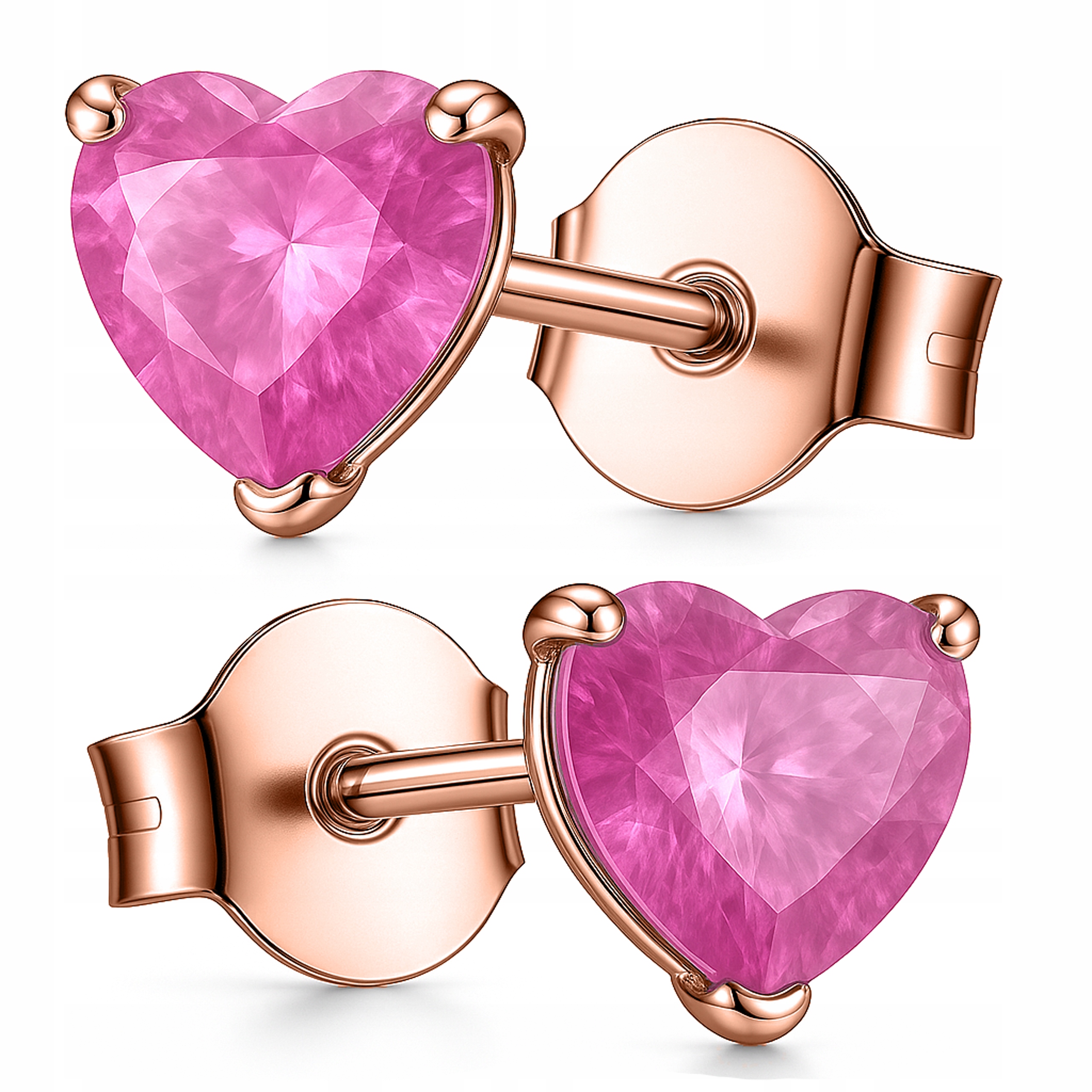 Náušnice Pozlacené Růžové Křišťálové Srdce Srdíčka Heart Love Stříbro 925