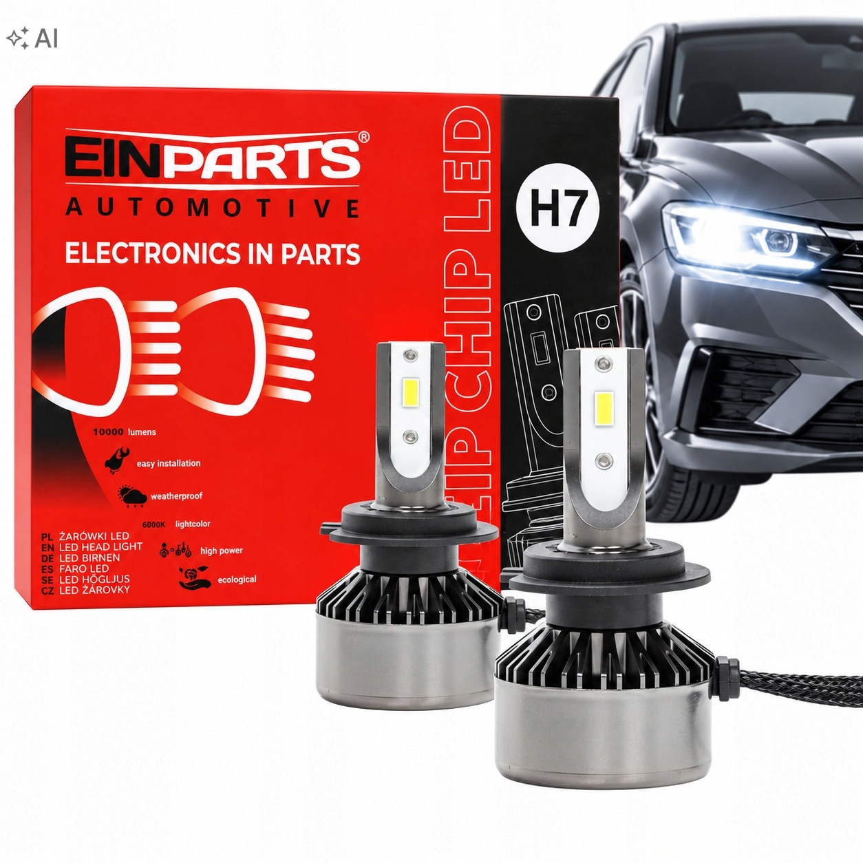 Einparts H7 Led Žárovky Canbus 12V 10000 lm Retrofit 6000K Výkonné A Spolehlivé
