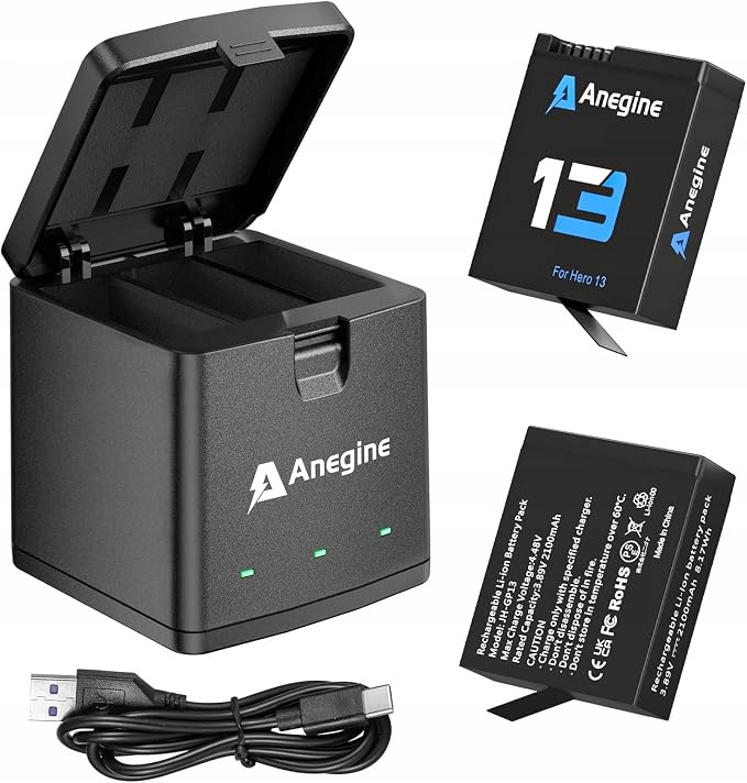 2x baterie Akumulátor GoPro Hero 13 Black 2100 mAh Nabíječka Usb-c Anegine