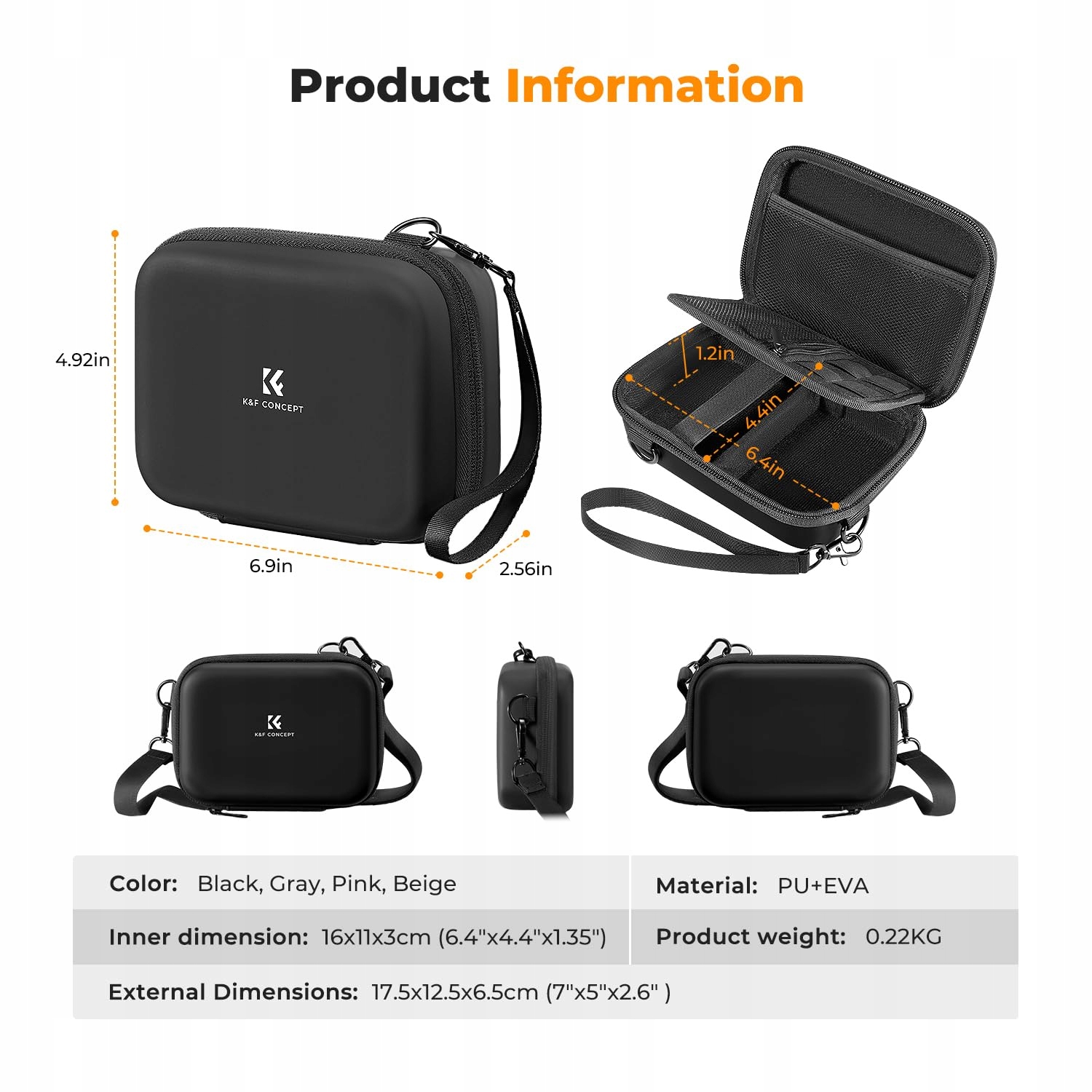 K&F CONCEPT Torba Na Aparat Kompatybilna Z Kamerą Twarda Obudowa — miniatura 6