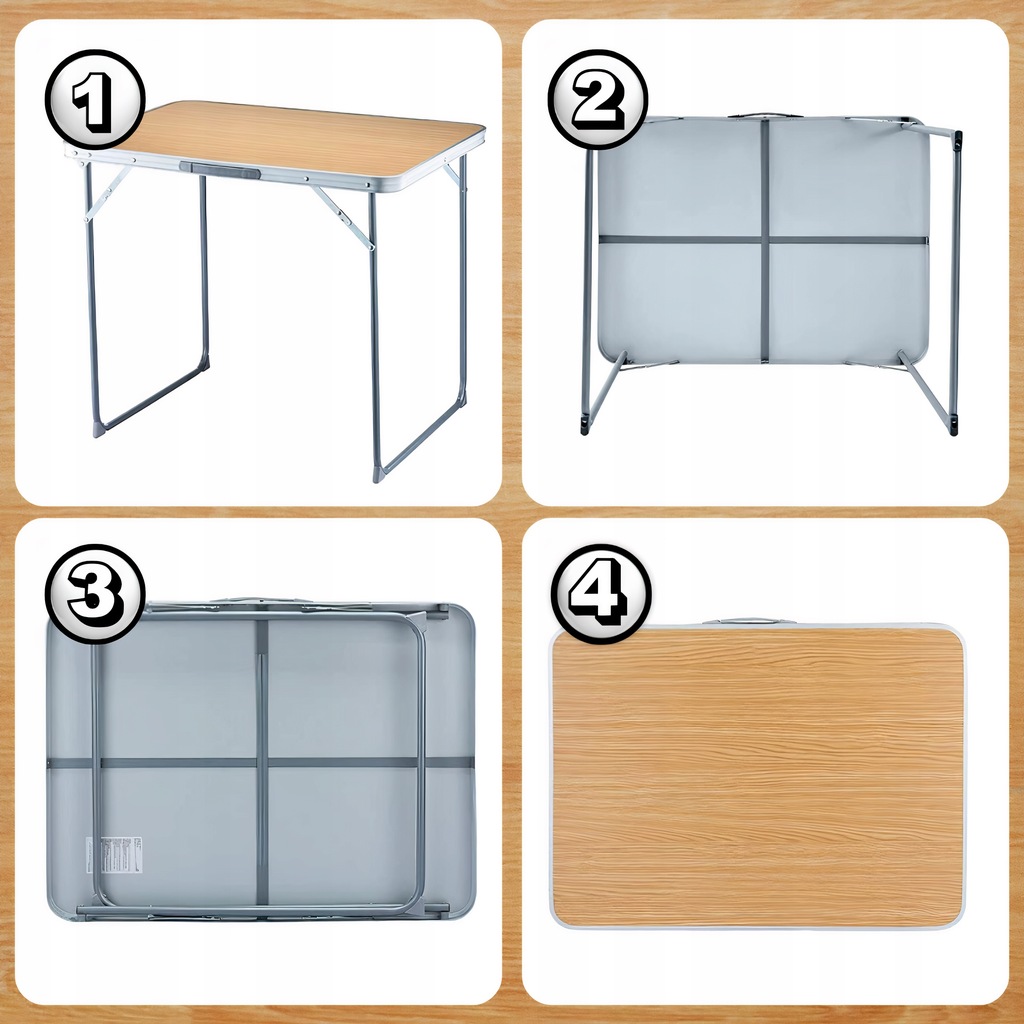 STOLIK SKŁADANY OGRODOWY TURYSTYCZNY BRĄZOWY NA BIWAK DO GRILLA KEMPING Marka Memfis