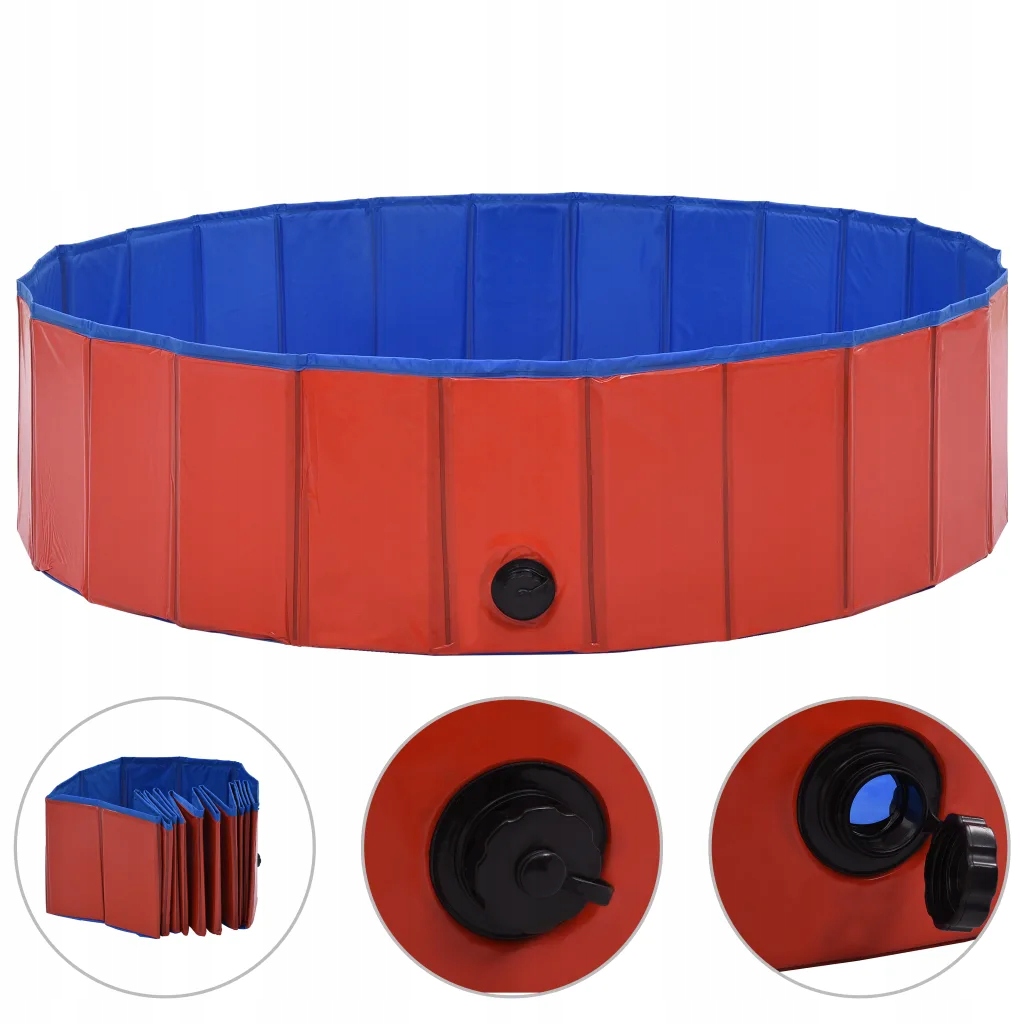 Červený bazén pro psy 120 x 30 cm z Pvc, skládací, protiskluzový