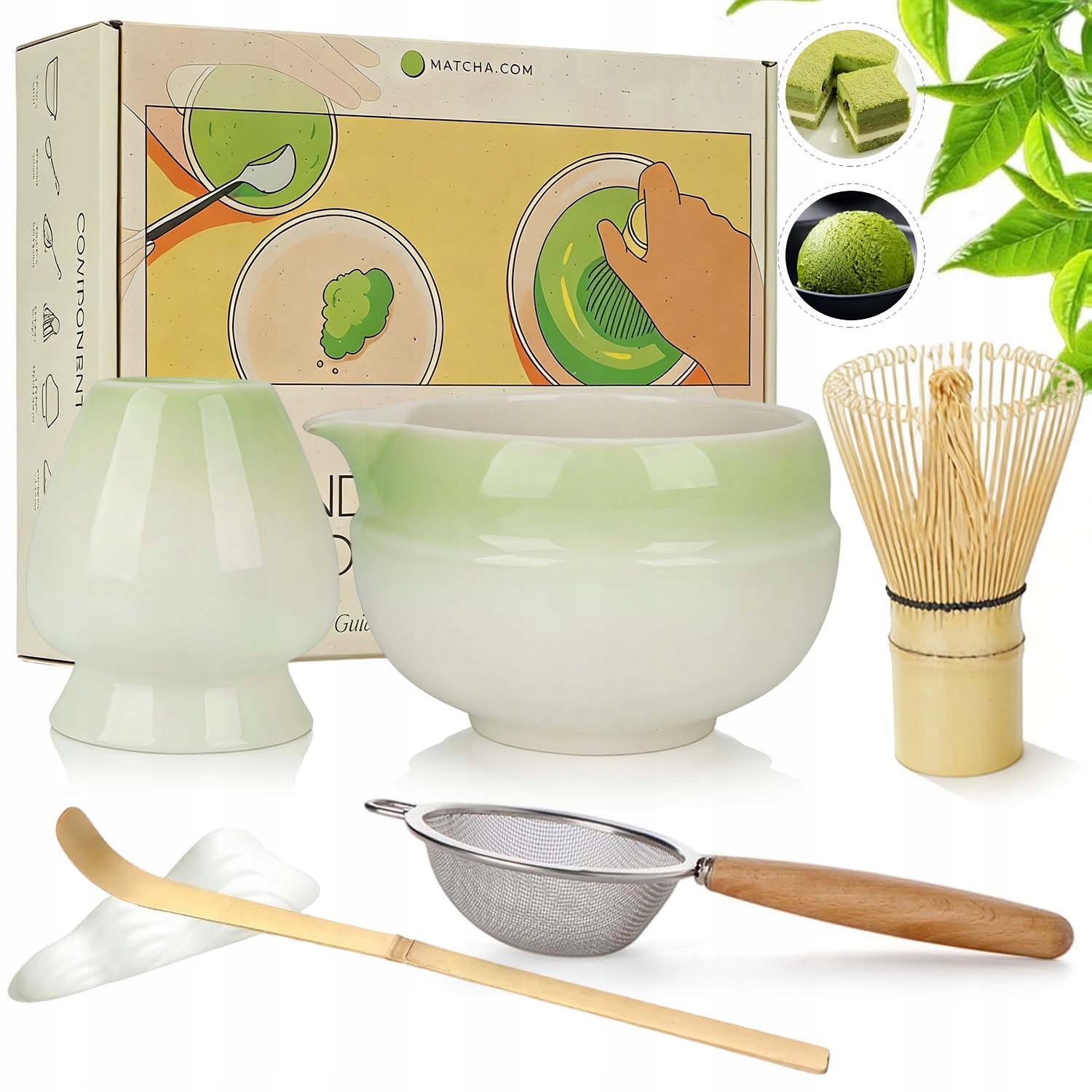Levně Dárková Sada Na Čaj Matcha Sada Matcha Se Šlehací Metlou Jako Dárek