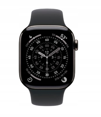 Apple Watch Series 11 42mm 5G Leisteen Titanium (Czarny Pasek Gumowy S/m)