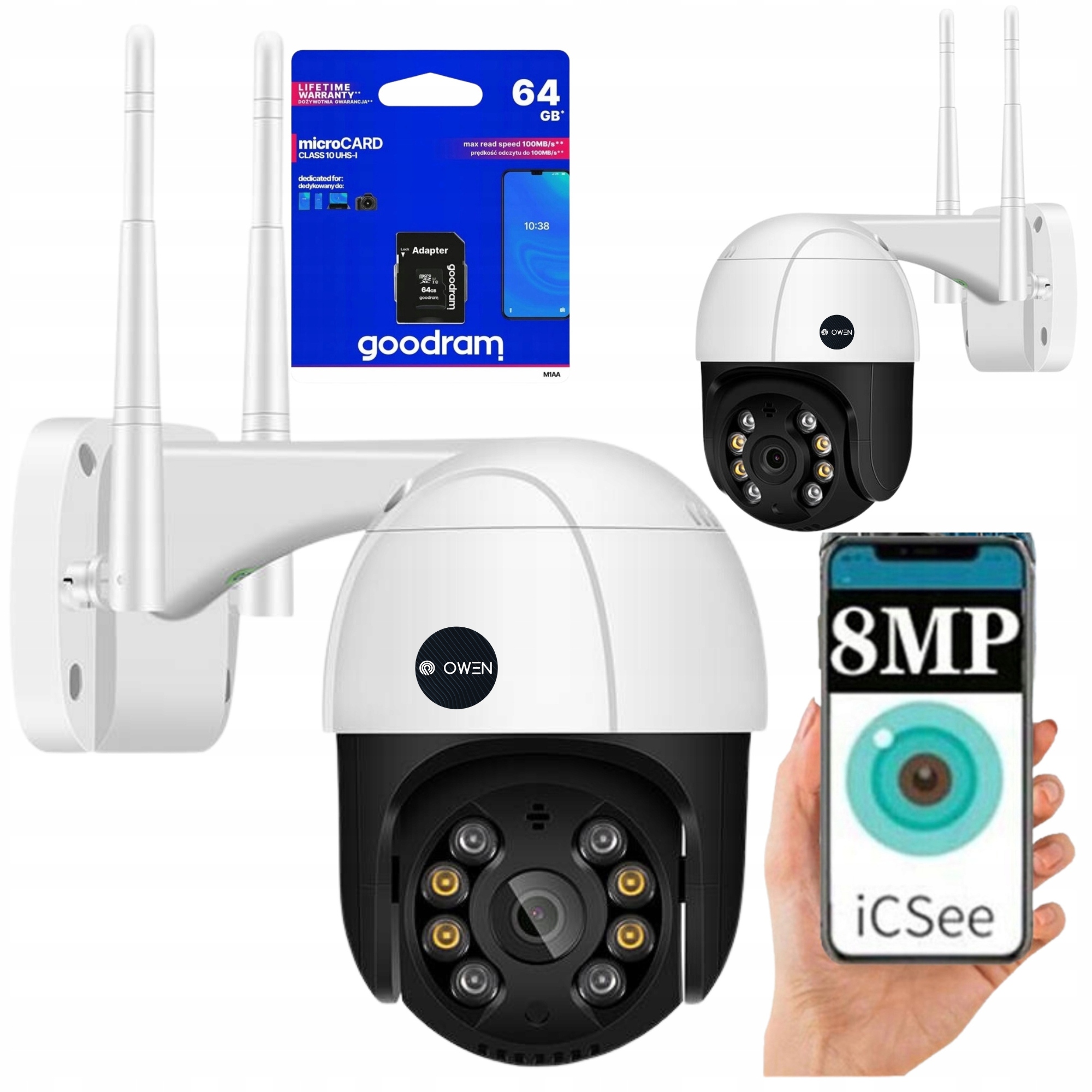 KAMERA ZEWNĘTRZNA OBROTOWA WIFI IP ZOOM 8MP 8MPx ŚLEDZENIE AUDIO ICSEE HD