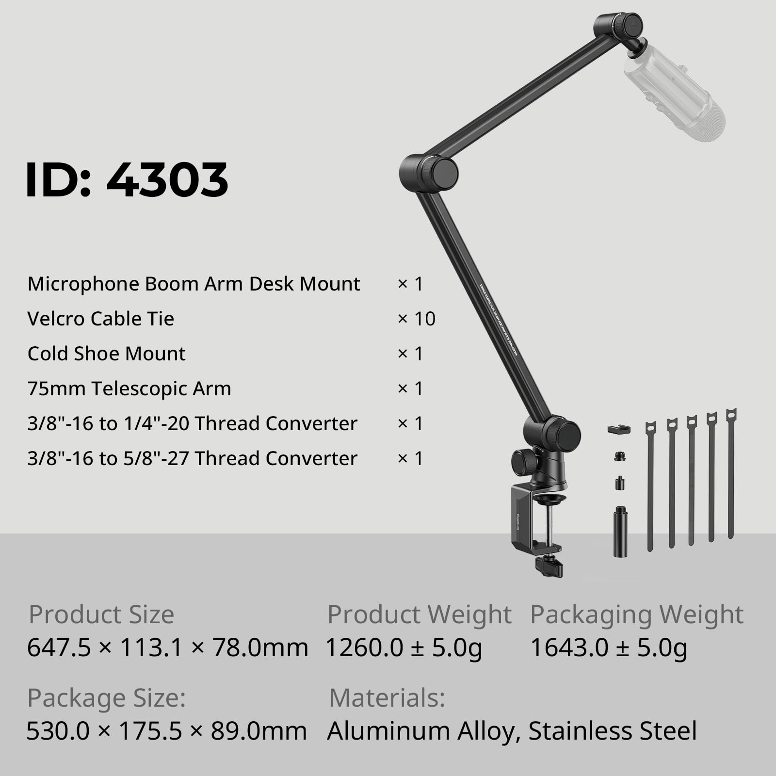 SMALLRIG Mikrofonowy Statyw 360° z Hydrauliką do Podcastów i Streamingu — miniatura 7