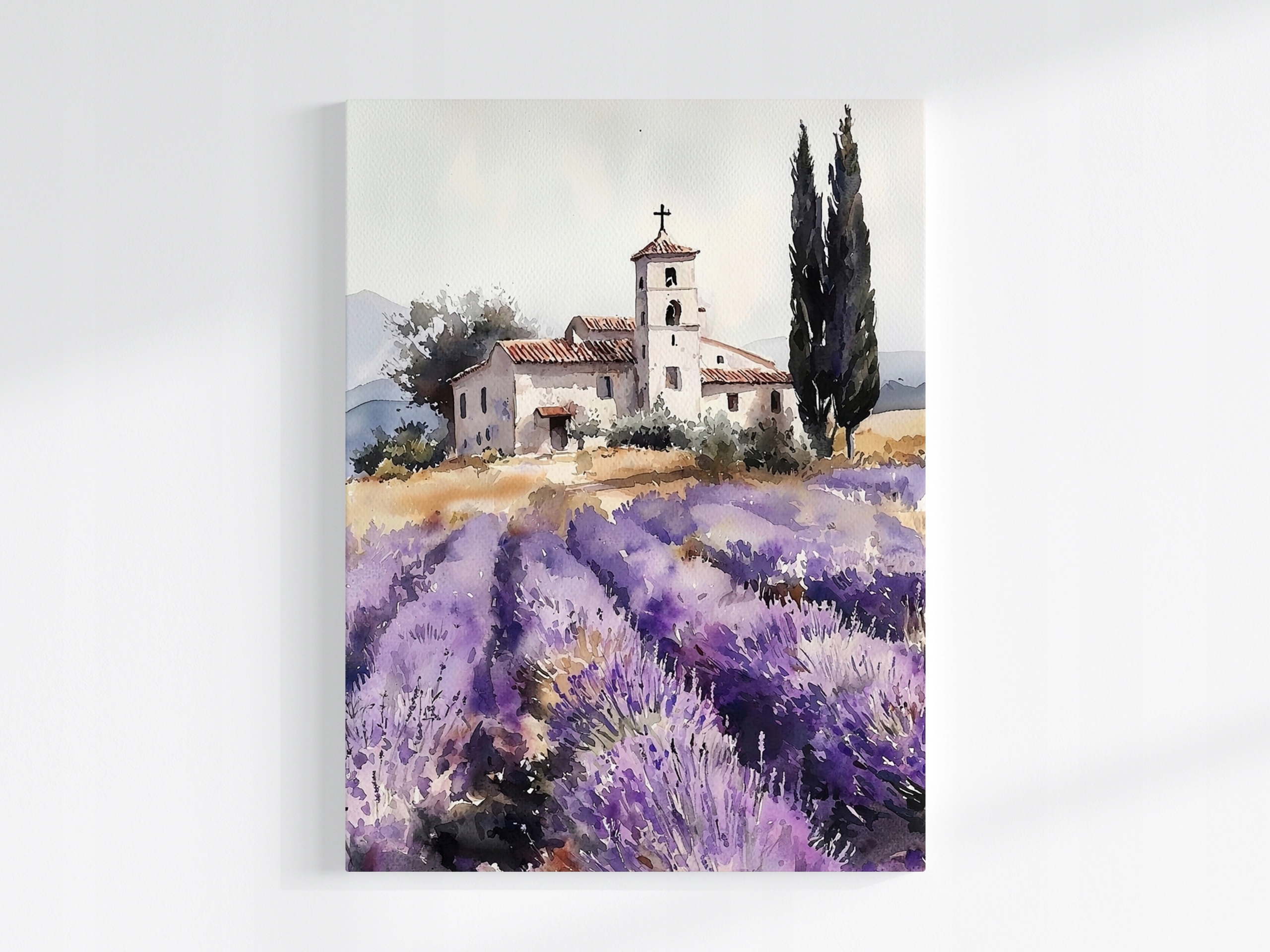 Obraz Na Plátně Canvas Pole Levandule Kaple Cypřiš Vesnice Provence 75x100