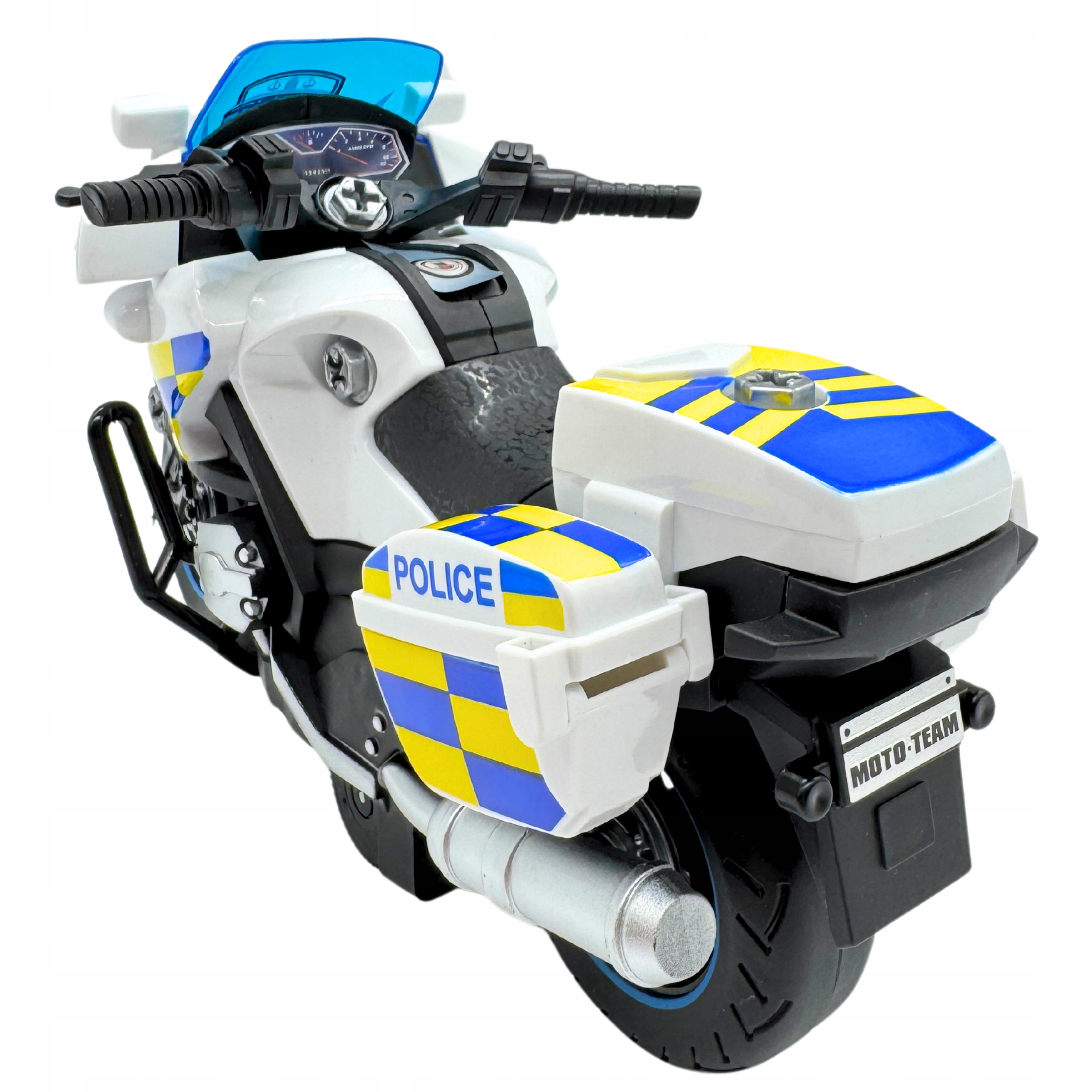 MOTOCYKL POLICYJNY światła, dźwięki NAPĘD motor POLICJA 30 cm Materiał plastik
