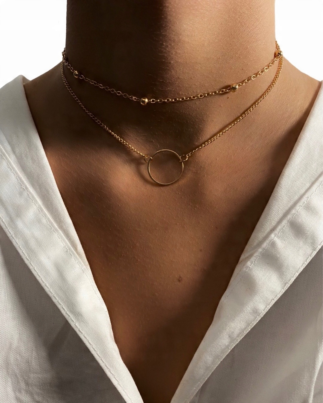 

Złoty naszyjnik Choker 2w1 stal łańcuszek