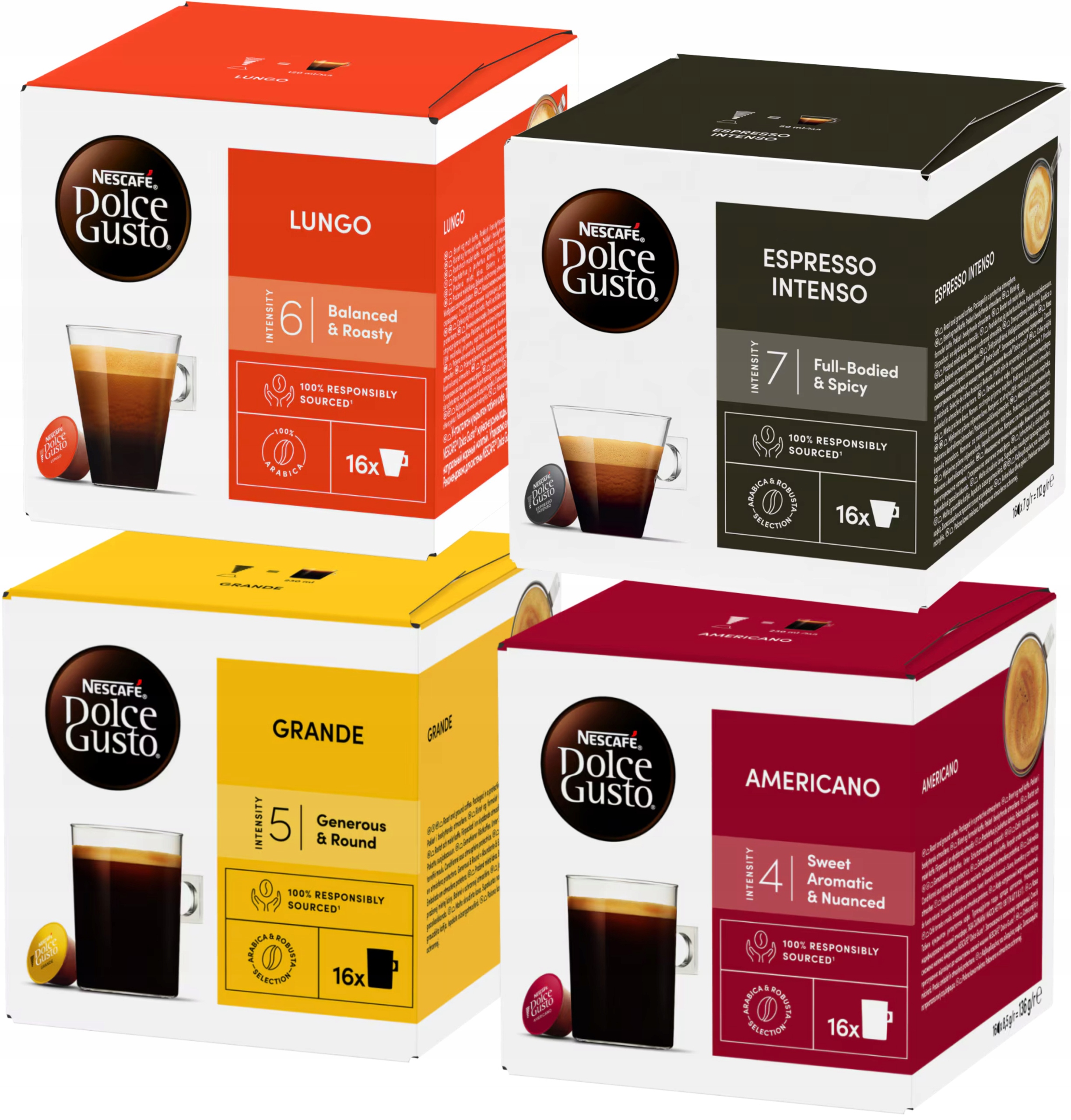 Levně Kapsle Dolce Gusto Nescafé Sada 4 x 16 kusů různé druhy