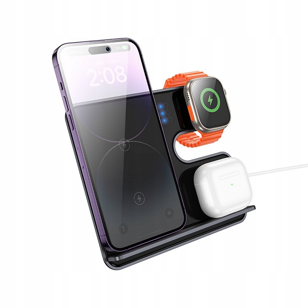 Hoco ładowarka indukcyjna 3w1 kompatybilna z MagSafe i Apple Watch 15W CQ19