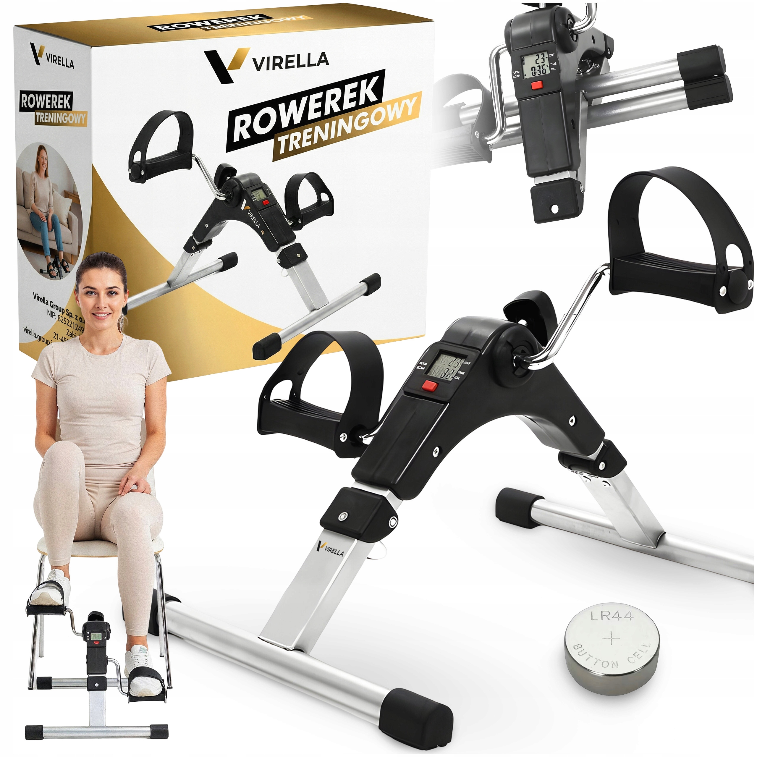 ROWEREK TRENINGOWY ROTOR ROWER REHABILITACYJNY MOBILNY Z LICZNIKIEM LCD 2W1