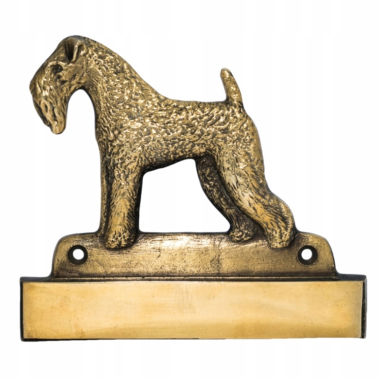 Kerry Blue Terrier mosadzná tabuľa na dvere so psom, gravírovaný štítok
