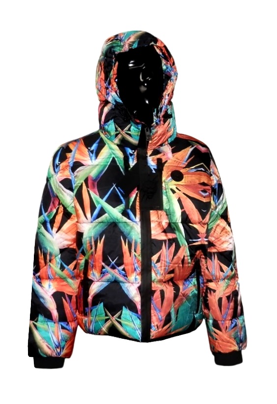Philipp Plein Nylon Puffer Jacket Flowers Sport Dámská Péřová Bunda vel. L