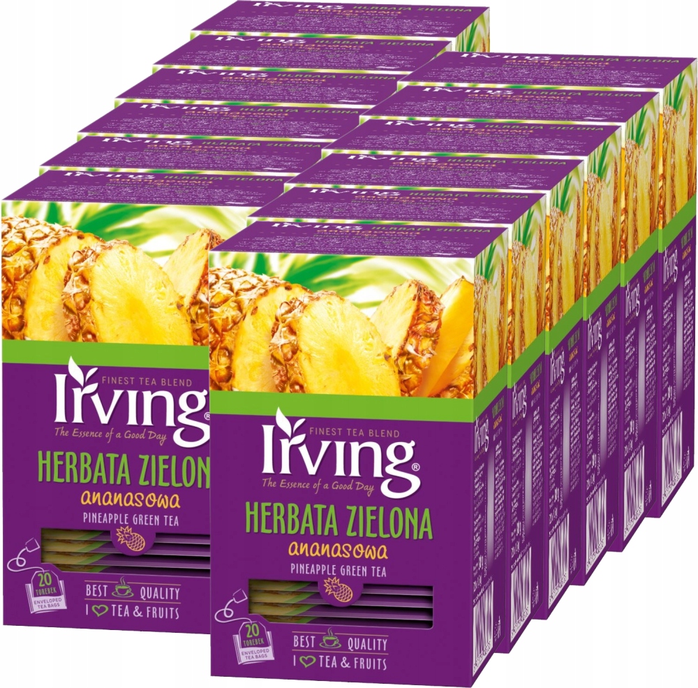 Herbata zielona Irving, ananasowa, 20 sztuk x 1.5g x12