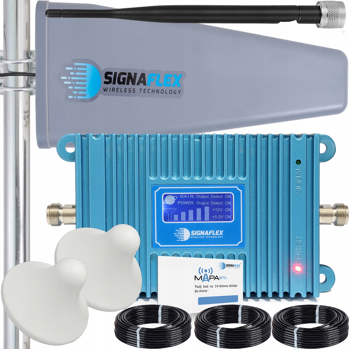 Sada Zosilňovač Gsm Blue LCD GSM980 T2 23dBi 10 m 2x