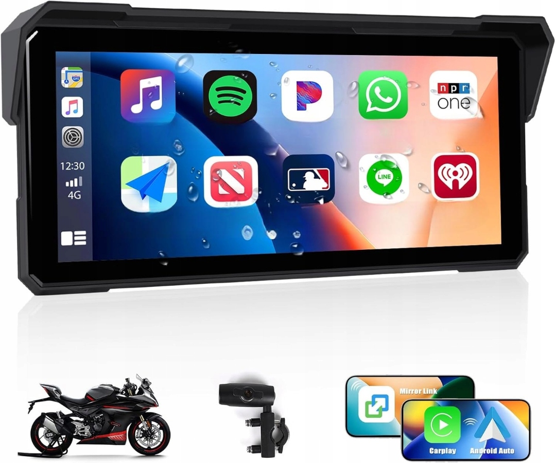 Motocyklová Navigácia Carplay Camecho 8,1" Mirror Link Bluetooth Eq IP68