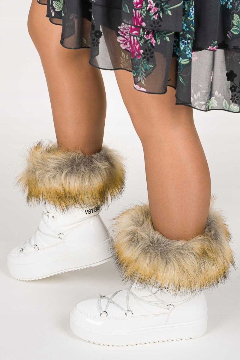 Bílé Kotníkové Boty Sněhule Platforma Teplé Na Zimu 40