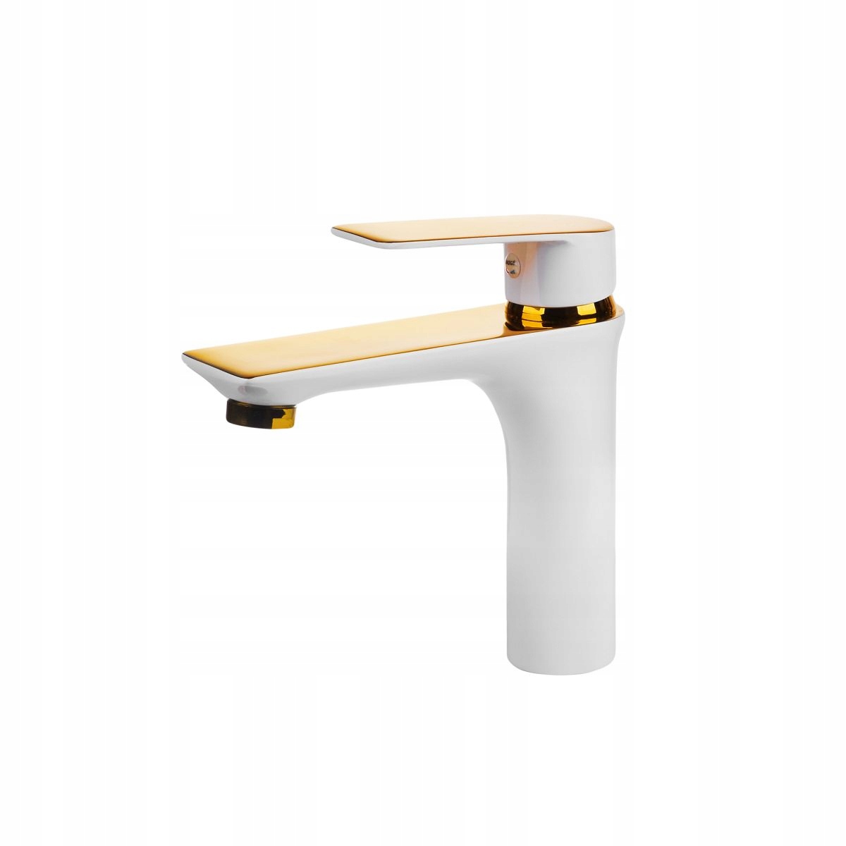 Bateria umywalkowa Łazienkowa złota kran biały połysk złoty 15x13cm Mosiądz