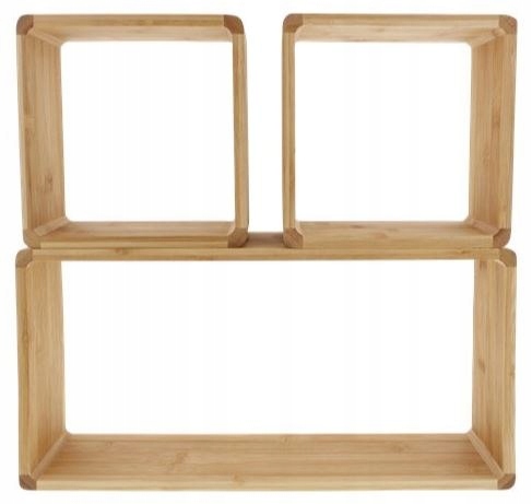 3 REGAŁ WISZĄCY PÓŁKA NA ŚCIANĘ SKRZYNKI BAMBUSOWE Głębokość mebla 10 cm