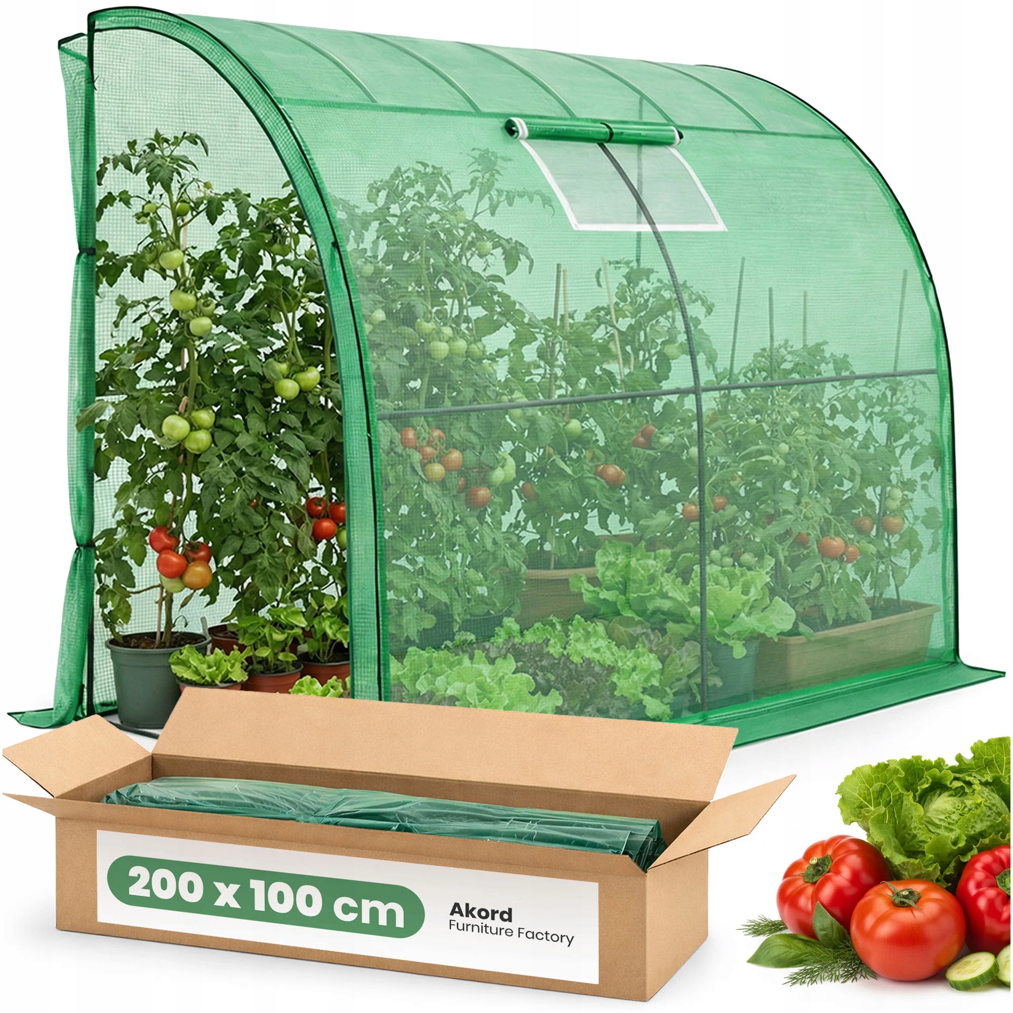 Zelený nástěnný skleník 100x200x210 cm 1 dveře 1 okno Uv