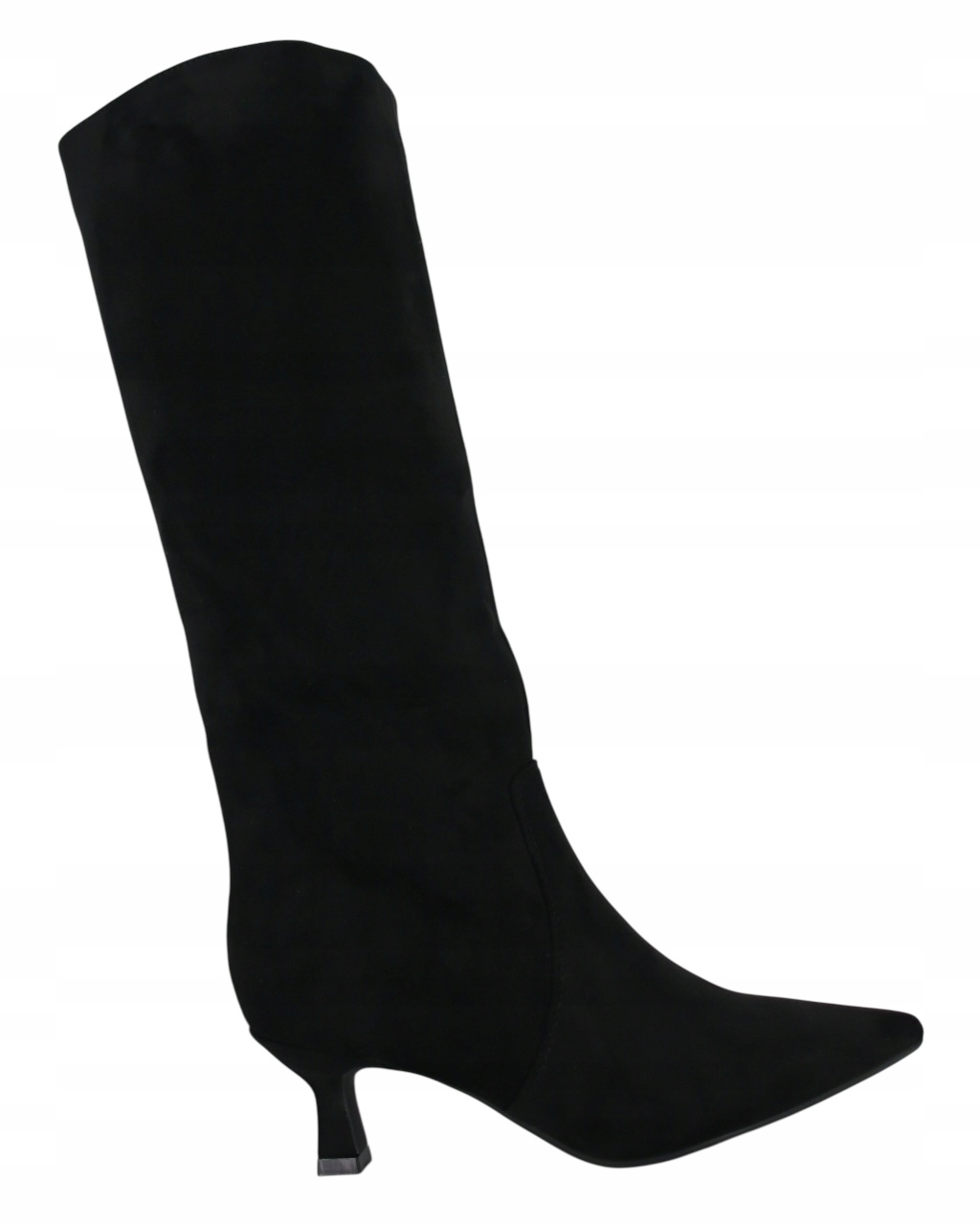 Kozačky Sašky Černé Semišové Špic Na Podpatku 6cm Jarní Pohodlné 37