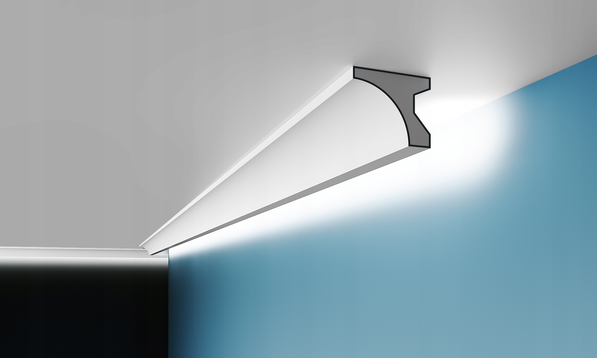 LISTWA PRZYSUFITOWA GZYMS SZTUKATERIA, POD LED Kod producenta LO1