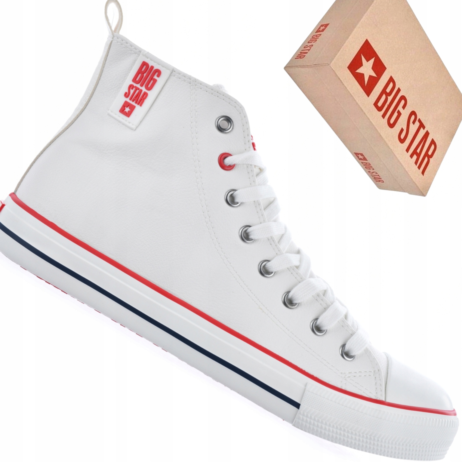 Big Star JJ174071 trampki męskie białe wysokie buty tekstylne