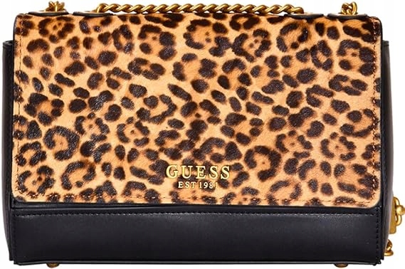 Guess Klasická Kožená Kabelka Vzor Leoparda Zlaté Kování 28x18x7,5 Hlava